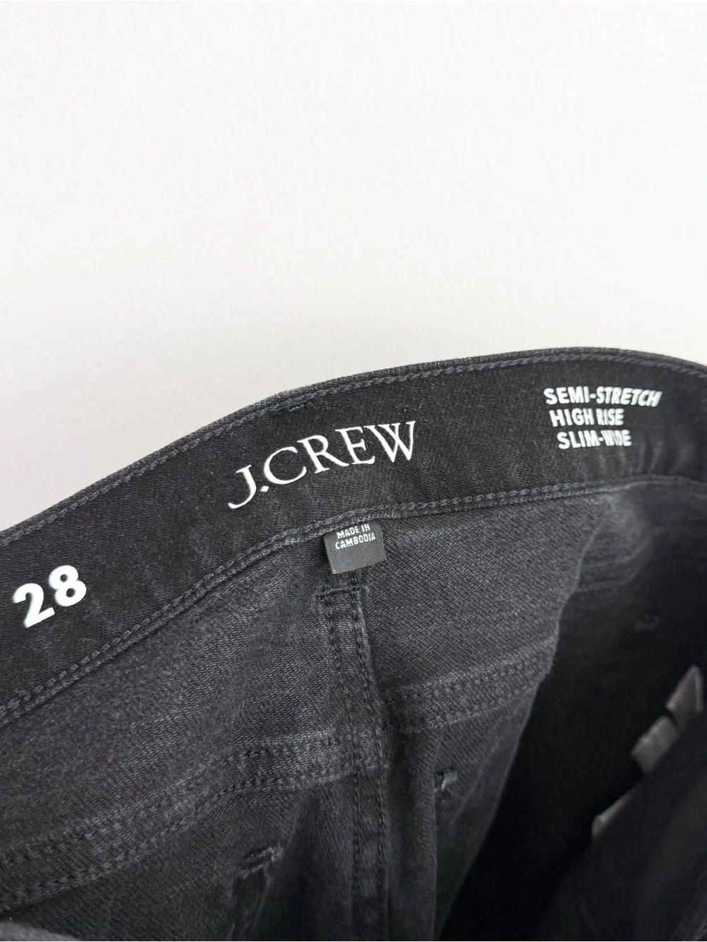 J.Crew Slim Wide High Rise Cropped Jeans Black Rinse Wash Size 28
